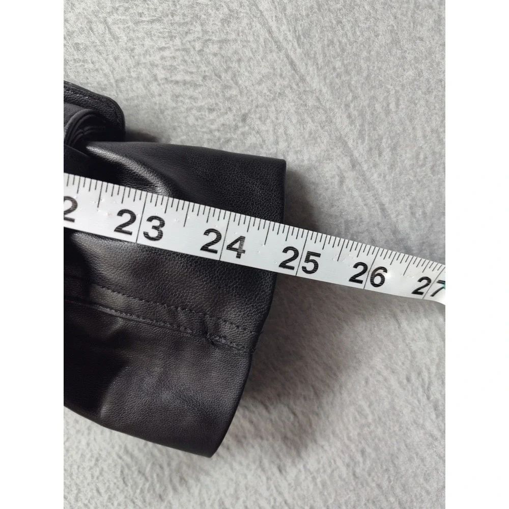 Zara Womens Faux Leather Double Breasted Trench Coat Black XS Longline Belted